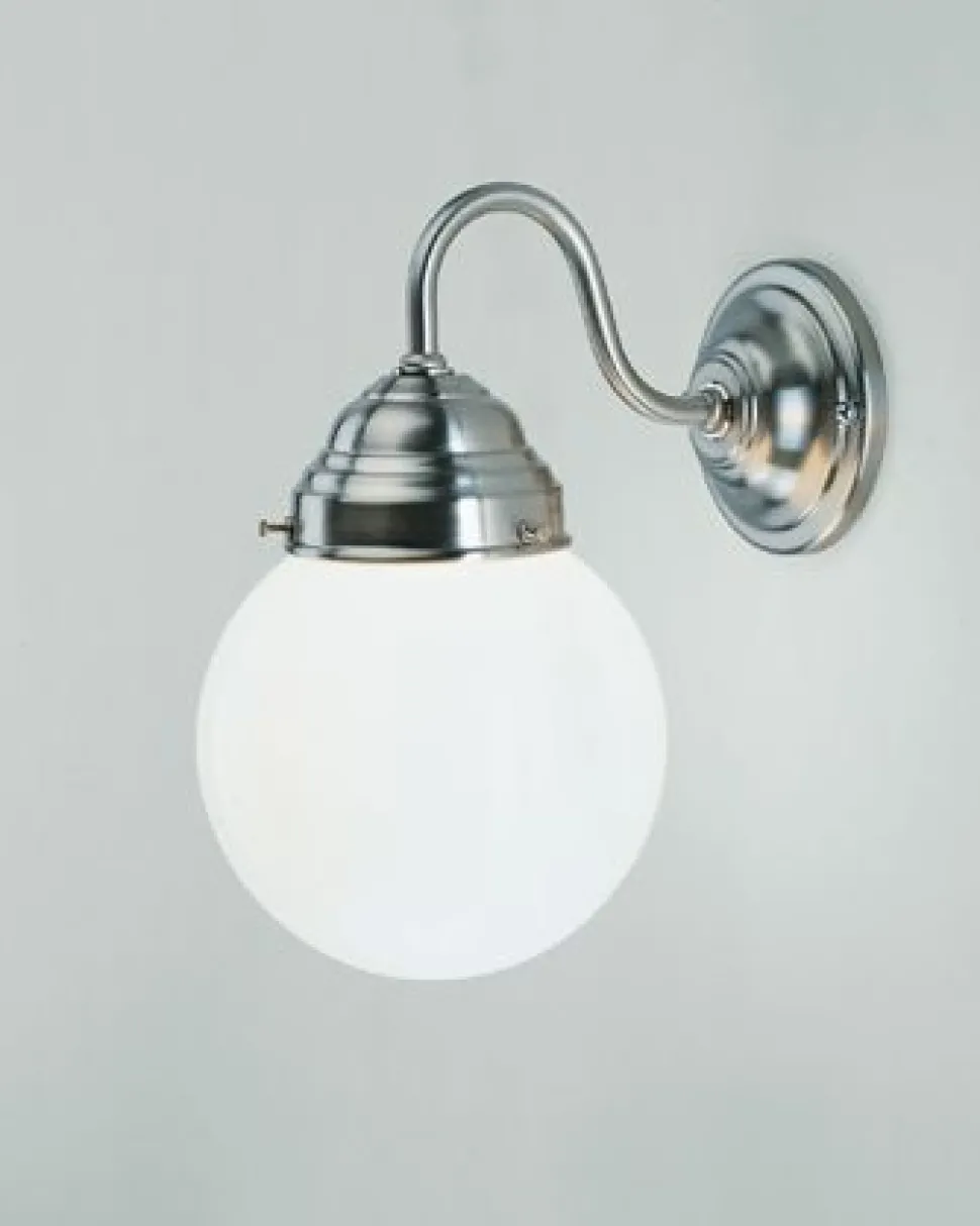 Wohnliche Wandlampe Echt-Messing Glas Nickel E27 Kugel