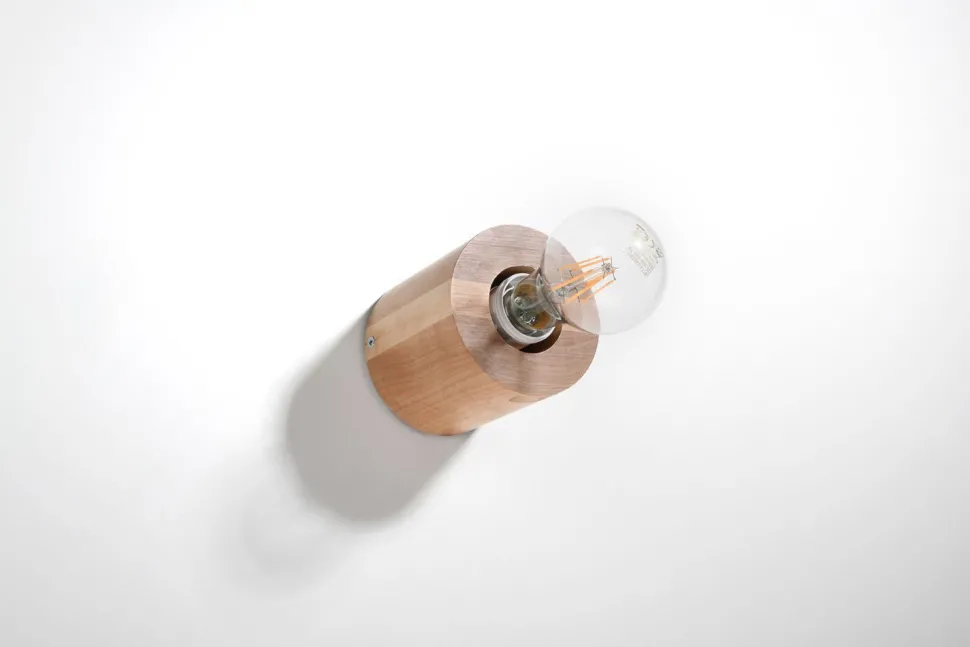 Wohnliche Wandlampe JAZLEAN Holz Ø10cm rund für E27