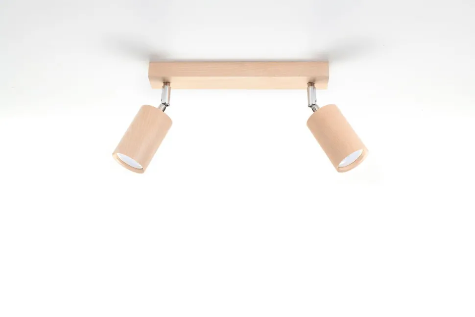 Wohnlicher Deckenstrahler Wohnzimmer Holz L:36cm 2x