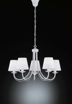 Wohnlicher Kronleuchter Stoff Metall Stoff E14 5-flmg