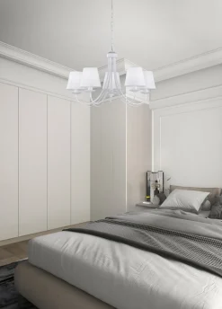 Wohnlicher Kronleuchter Stoff Metall Stoff E14 5-flmg