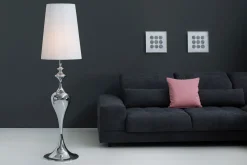 Wohnzimmer Stehlampe LUCIE Silber Weiß 160cm elegant