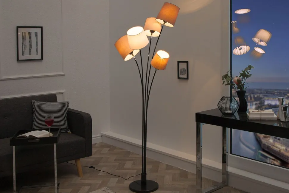 Wohnzimmer Stehlampe Modern Weiß Braun Beige LEVELS