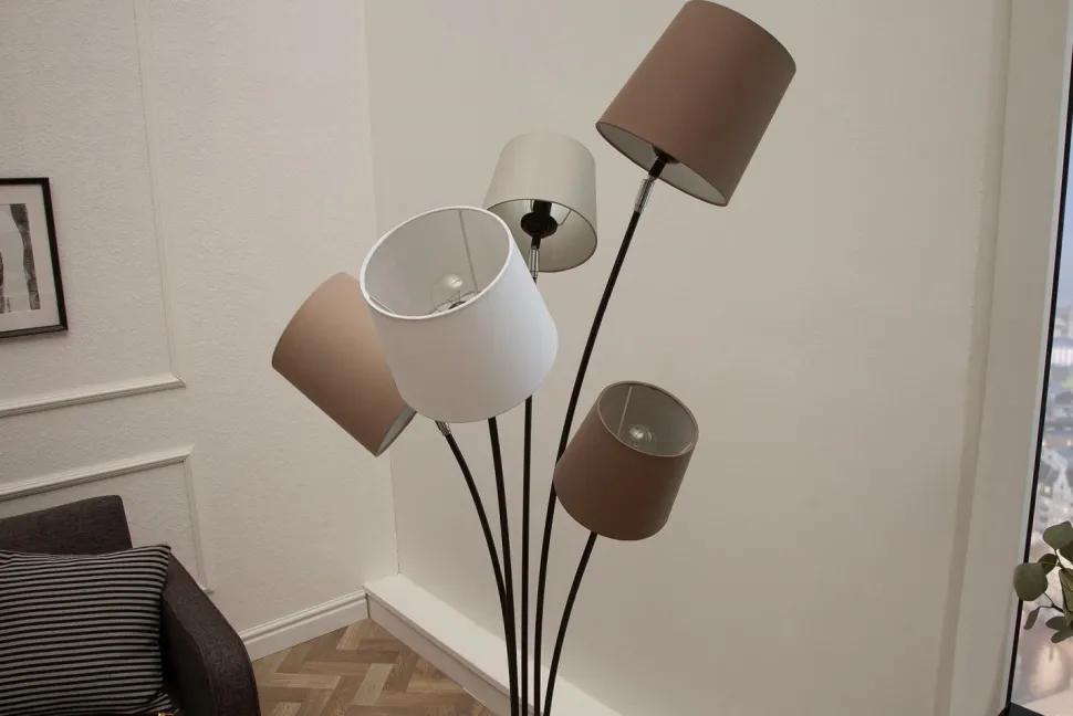 Wohnzimmer Stehlampe Modern Weiß Braun Beige LEVELS