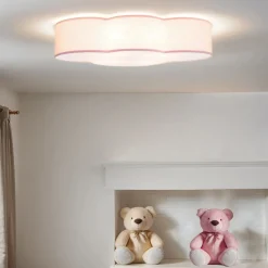 Wolkenlampe Rosa Stoff 62 cm lang 4x E27 Baby Kinder