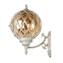 XL Außenleuchte Weiß Gold IP44 Vintage Kugel Schirm