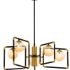 XXL Deckenlampe Metall Glas Schwarz Bernstein Gold 83 cm