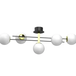 XXL Deckenleuchte Glaskugeln Schwarz Weiß Gold L:112 cm