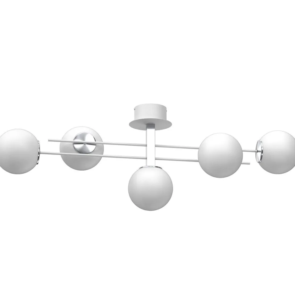 XXL Deckenleuchte Glaskugeln in Chrom Weiß E27 112 cm