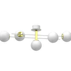 XXL Deckenleuchte Glaskugeln in Weiß Gold E27 112 cm