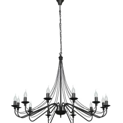 XXL Kronleuchter Schwarz 12-flammig Ø85cm Rustikal