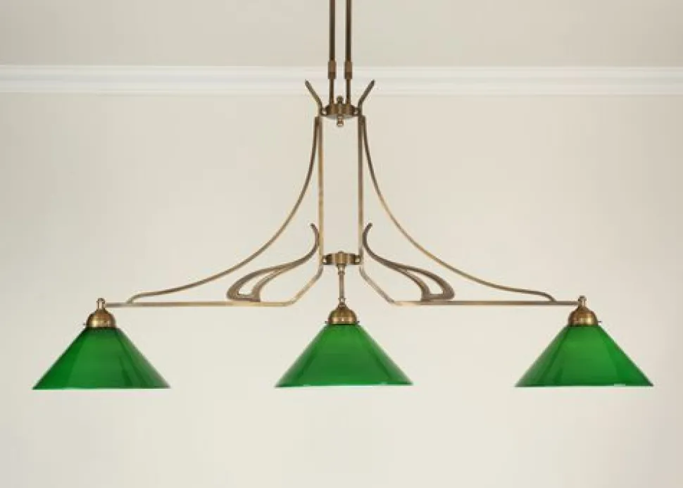 XXL Pendelleuchte Messing Glas Grün E27 136 cm stilvoll