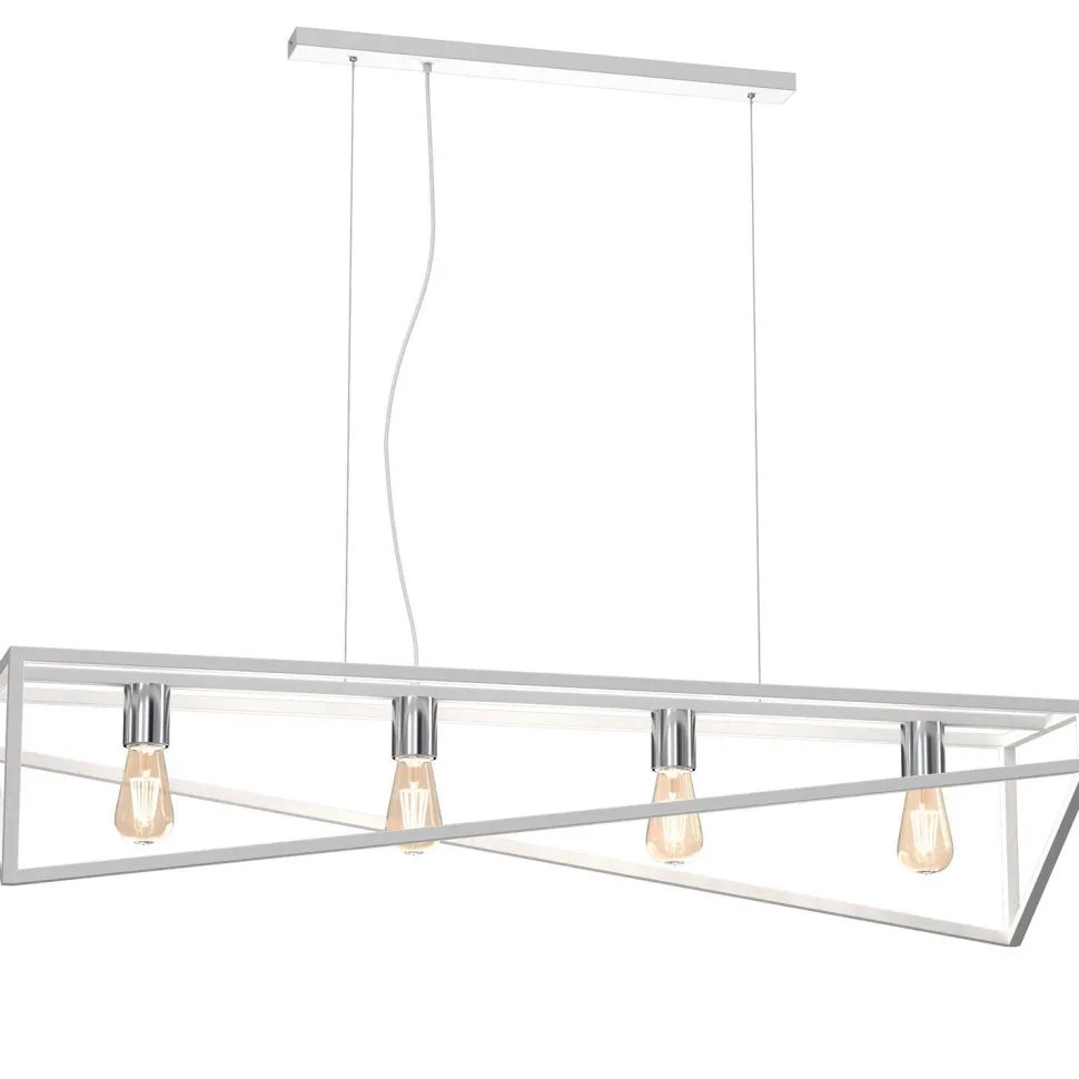 XXL Pendelleuchte Weiß Chrom E27 100 cm Industrial