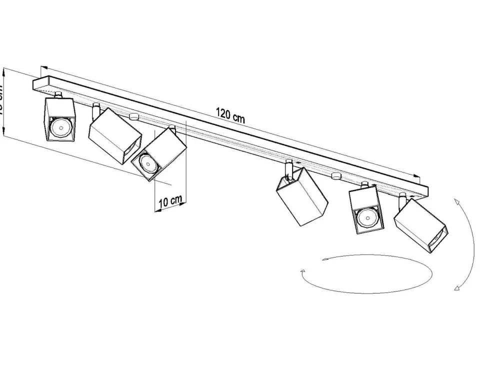 XXL Spot Strahler FALERIA Grau 120 cm lang 6x GU10