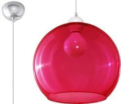 Zeitlose runde Pendelleuchte mit Glasschirm in Rot