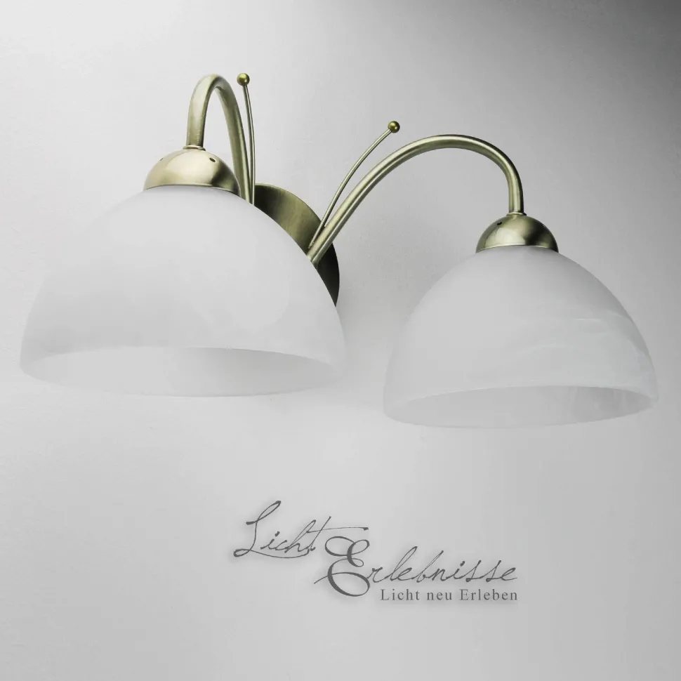 Zeitlose Wandleuchte 2-flmg. messing-farben