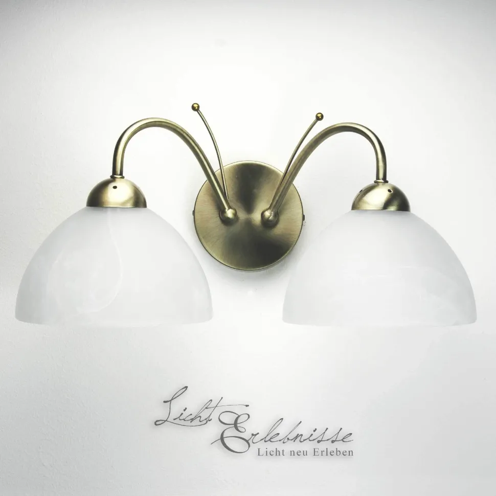 Zeitlose Wandleuchte 2-flmg. messing-farben