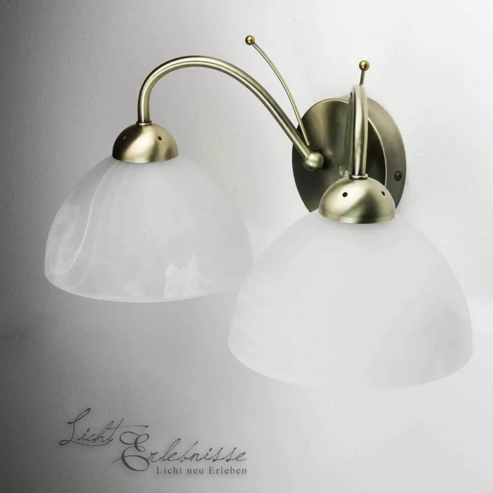 Zeitlose Wandleuchte 2-flmg. messing-farben